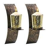 MrMrKura 2 Stück kerzenhalter Wand, dekorative Schwarze Metall-Wandkerzenhalter, Wanddekoration für Wohnzimmer, Schlafzimmer und Esszimmer (Bronze)