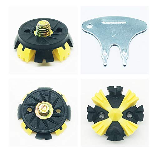 LONGKUN 28 Count 1/4 Inch Metal Thread Golf Spikes Replacements Screw Golf Cleats Replacement Golf Shoes Spikes Screw Easy Install to Golf Shoes Also Suitable for Cricket Shoes (Black/Yellow)