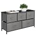 mDesign Extra Wide Dresser Storage Tower - Sturdy Steel Frame, Wood Top, Easy Pull Fabric Bins - Organizer Unit for Bedroom, Hallway, Entryway, Closet - Textured Print, 5 Drawers - Charcoal Gray/Black