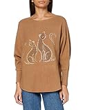 APART Fashion Damen Knitted with Cats Pullover, Honey Gold, L