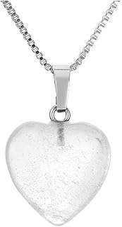 قلادة على شكل قلب من الاحجار الكريمة من شريف للنساء، قلادة من احجار طبيعية للعلاج بالطاقة مع سلسلة، احجار كريمة، كوارتز شفاف