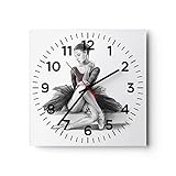 Moderno Reloj de Pared Bailarina Dibujo Lápiz 30x30cm Decoracion Reloj de Vidrio Cocina Salon Oficina Comedor Reloj Decorativo Silencioso Art Wall Clock Decor Decorativo Para el Hogar C4AC30x30-4496