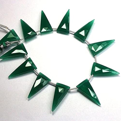 Onyx vert triangle 18x28 mm pour fabrication de pendentifs - 2