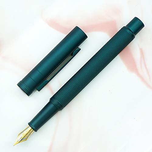 Image of Asvine Forest Fountain Pen with Extra Fine Nib Classic Design with Converter and Metal Pen Case Dark Green