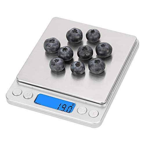 Emoly Food Scale,Digital Kitchen Scale, Mini Size Food Scale 500g  0.01g - High Precision Jewelry Weight Scale with Platform, Stainless Steel, LCD Display, Tare，Pcs Features（Does not Include Battery）