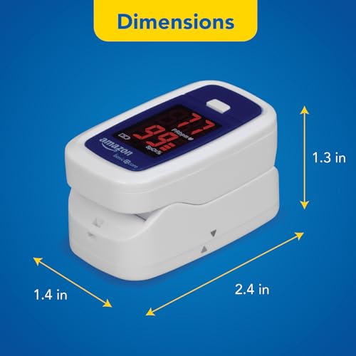 Image of Amazon Basic Care Pulse Oximeter, Blood Oxygen Saturation Monitor, Portable Oxygen Monitor, Pulse Rate, Easy to Use (Previously Healthwise)