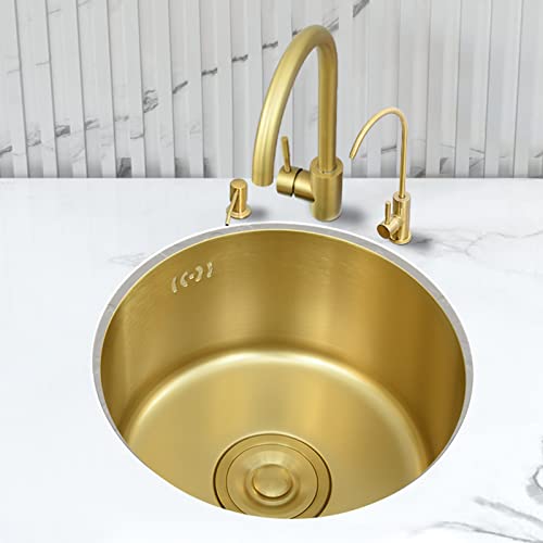 Évier rond doré compact 32 cm idéal pour optimiser un studio moderne