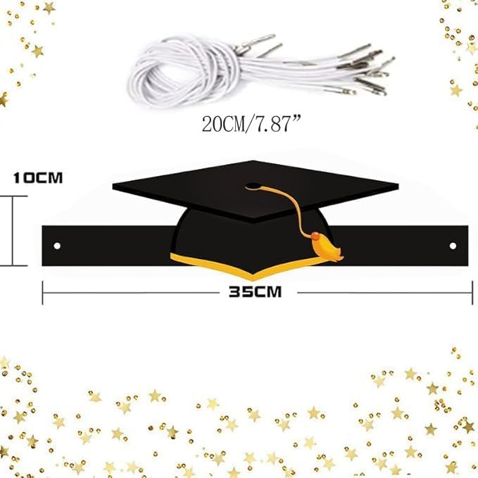 36 cappellini di laurea per bambini e adulti, corona di carta per laurea, corona di carta regolabile, decorazione per regali di laurea per bambini, asilo, regali prescolari, nero