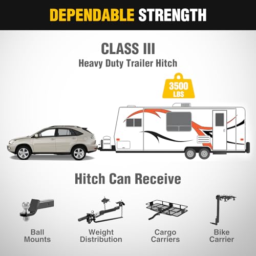Image of Nilight Class 3 Trailer Hitch 2 Inch Receiver for 2004-2007 Toyota Highlander; 2004-2006 Lexus RX330 ; Lexus RX400h 2006-2008; Lexus RX350 2007-2009; Multi-Fit Hitch Ball Mount Cargo Carrier Bike Rack