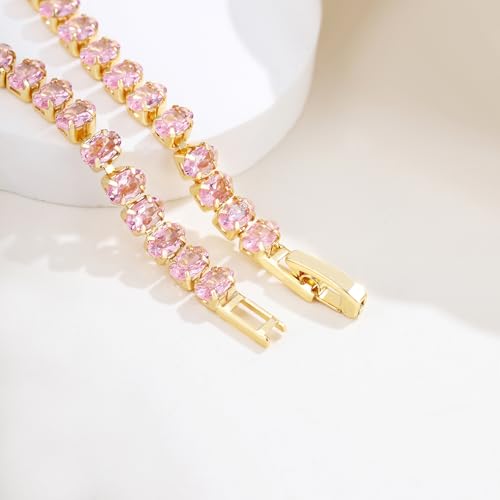Image of 18K Gold-Plated Oval-Cut Cubic Zirconia Tennis Bracelet | 5.9-7.5 inches Multiple Sizes Fashionable Women's Gold Tennis Bracelet