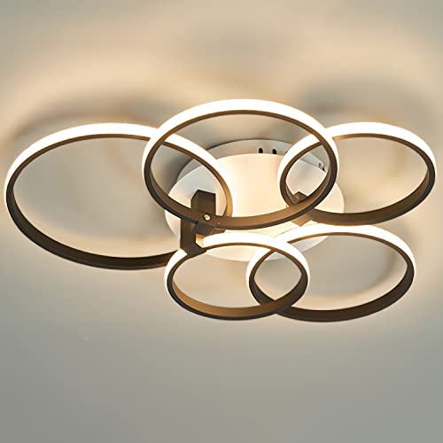 Plafond LED dimmable noir en anneau rond avec télécommande pour salon
