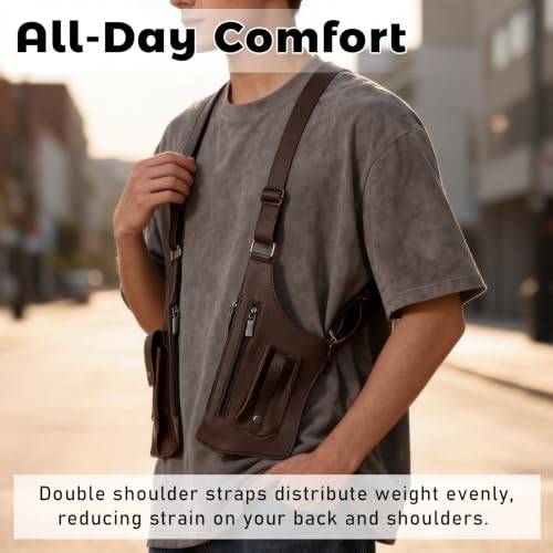 Bolsa de hombro para axilas de hombre ajustable con doble arnés moderno 5