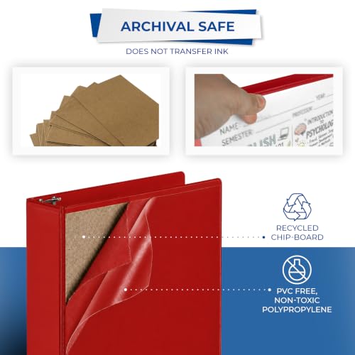 Image of Samsill Durable 2 inch 3 Ring Binder, D Ring Binder, 100% Recycled Chipboard, Red, 12 Pack