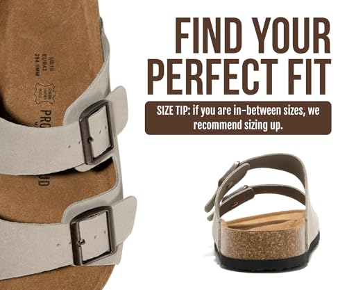 Image of Project Cloud Mens Sandals, 100% Genuine Leather Mens Slides (Heritage) | Memory Foam Insole & Cork Footbed Slides for Men Footwear Non Slip Summer Sandals for Men & Lightweight Sandals Men