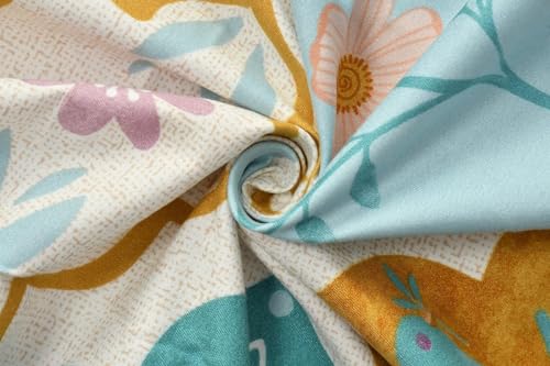 Image of NHD HOME diwan Set for Living Room, diwan Set Covers Glace Cotton, diwan Set 8 Pieces (1 Single Bedsheet, 5 Cushion Covers, 2 Bolster Covers) (Color-Teal Beige) Traditional Print