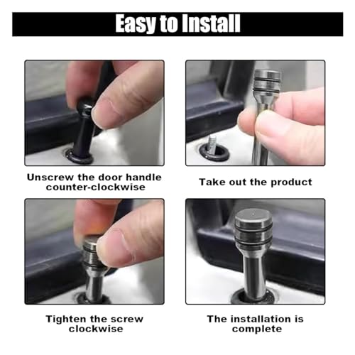 4PCS Car Door Lock Knobs, 1.96×0.47 Inch Door Lift Bolt Auto Inner Door Pull Pins, Aluminum Alloy Door Lock Cover Decor, Universal Car Accessories for Most Cars, Trucks (Silver) - Thumbnail 6