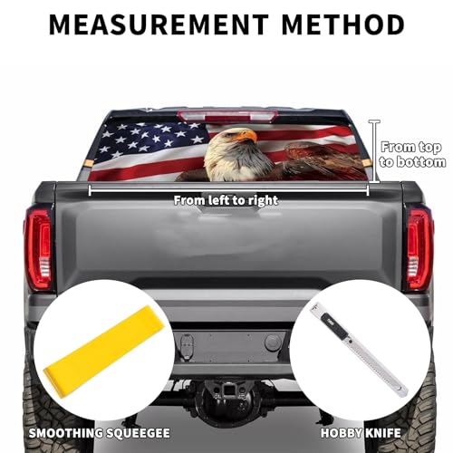 Image of Rear Window Decals for Trucks - 65x22 in Back Window Decals Fit Most Pickup Trucks SUV, Vinyl American Flag Back Window Decal Truck Rear Window Graphics for Personalized Decoration