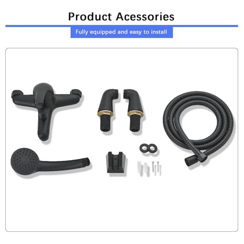 TTICCTIY Modern Black Bathroom Sink Taps with Shower Head, Stylish Bath Tap with Shower Kit, Single Lever Monobloc Mixer Taps - Image 7