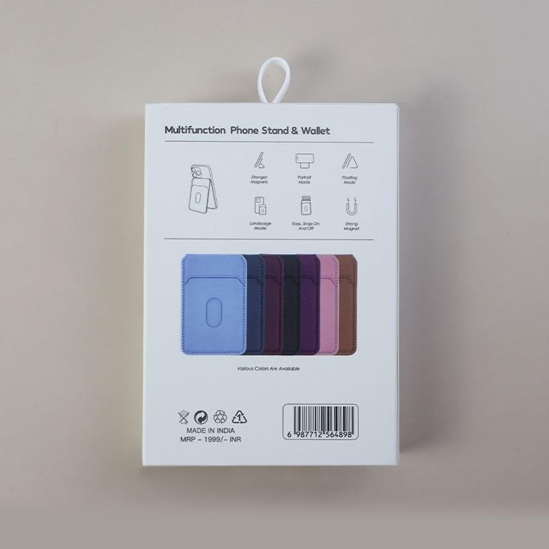 Image of ClickCase Magnetic Wallet, Compatible with MagSafe Wallet with Kickstand, for iPhone16 /15 /14 /13 /12 Series, Not for iPhone 13 /12 Mini, 4 Card Holder, Vegan Leather,Matt Black
