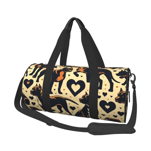 Sports Duffel Bag Pitbull-Dog-Heart Foldable Travel Tote Bag Weekender Sleepover Carry On Bag