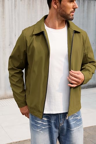 Image of QTE Lightweight Jackets for Men Casual Windbreaker Stylish Light Fall Spring Golf Work Dress Business Coat