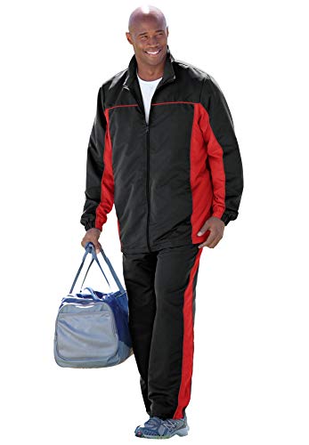 Kingsize Men's Big & Tall Long Sleeve Colorblock Tracksuit - Tall - 4Xl, Black Colorblock #TOP4