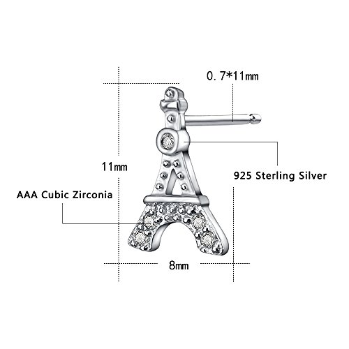 AoedeJ Hypoallergenic Paris Eiffel Tower Stud Earrings 925 Sterling Silver Small Earrings Stud Gift for Women3