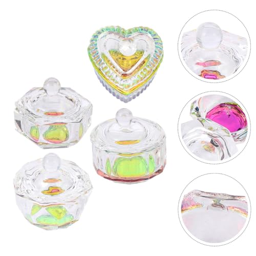 VILLCASE 4 piezas recipientes de mezcla para uñas en cristal miniatura 7
