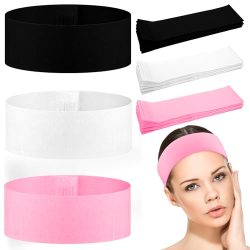 Qianyu 30 diademas faciales desechables para spa, elásticas, no tejidas, elásticas, suaves, para el cuidado de la piel, para mujeres, salones, cuidado de la piel, maquillaje, baño, deporte, blanco,