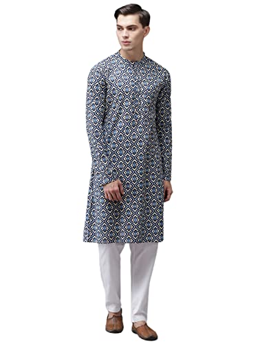 See Designs Cotton Regular Mens Kurta (14647454_Blue_L)