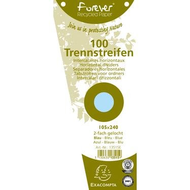 Etui de 100 intercalaires trapèze 240x105 mm, en papier recyclé, coloris blanc - Lot de 6