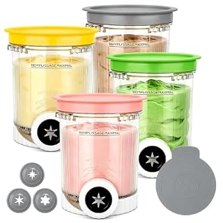 ICARE 4 Stück Eisbehälter für Ninja Swirl CREAMi NC700 / NC701EU, 480 ml Creamy Tubs Zubehör mit