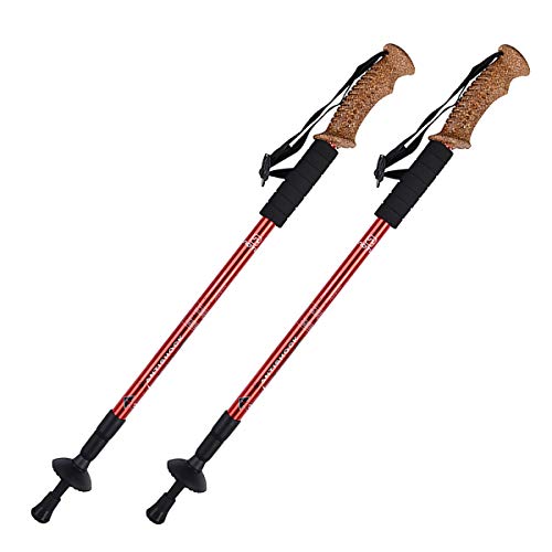 MidGard Nordic - Bastones de marcha nórdica (aluminio, telescópicos, 65-135 cm, 2 unidades), color rojo Cover