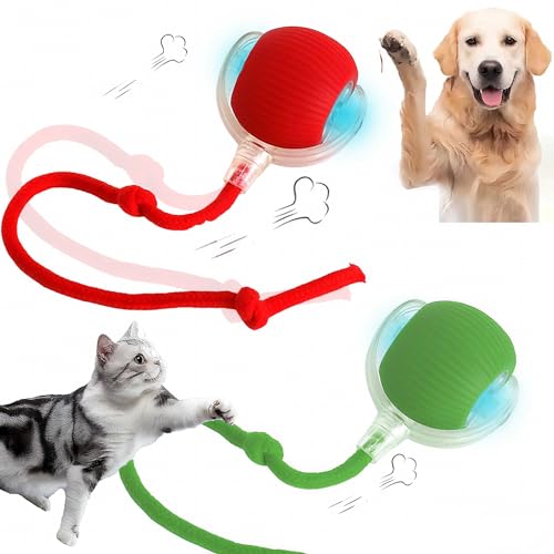 JinRui-T 2 PCS Interactive Cat Toy Rolling Ball Chewie Viral Dog Ball, Smart Automatic Rolling Pet Balls,Automatic Moving Electric Cat Toy