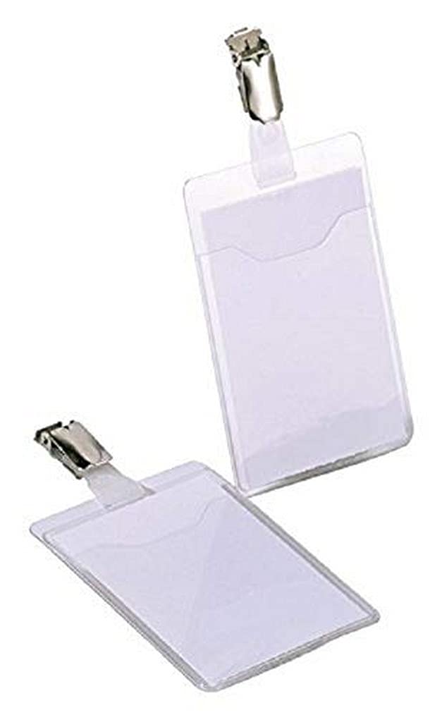 Durable Visitor Badge 60 x 90 mm with Clip Transparent | Pack of 25 Badges | Portrait Format | Ideal for Workplace Visitors and Events