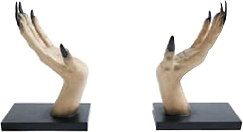 Witchy Hand Book Stand Novel Contemporary Book Shelf Decor Manos Escultura Juego de Sujetalibros de Resina de Halloween Bruja Adornos AA (negro,