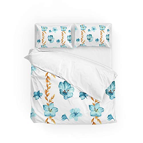Housse de couette fleurs aquarelle durable et sans repassage pour lit simple