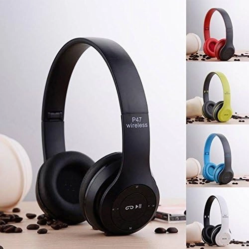 Fone De Ouvido Headphone Sem Fio Bluetooth P47 Micro SD FM Preto