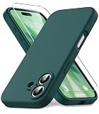 Vansdon Cover per iPhone 16, Custodia Slim in Silicone Liquido, Rivestimento in Microfibra Morbida Antigraffio, 1 Pezzi Pellicola Vetro Temperato, Protezione Antiurto,Verde foresta