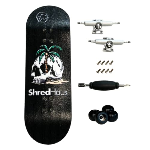 Shred Haus Complete Fingerboard - Deserted | Professional Board Shape And Size - 32Mm X 98Mm | Bearings, Wheels, Trucks, Lock Nuts | Wooden Board, Pro Series Finger Board, Finger Skateboards #TOP1