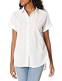 Coupe fluide, confortable Goodthreads Washed Cotton Short-Sleeve Shirt Button-Down, White/Rose Double Stripe, US M (EU M - L) M (EU M-L)