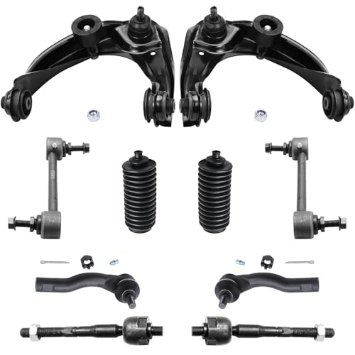 Image of Detroit Axle - Front End 10pc Suspension Kit for 2010-2012 Ford Fusion Mercury Milan, 2011-2012 Lincoln MKZ, 2 Upper Control Arms w /Ball Joints 4 Tie Rods 2 Sway Bars 2 Boots Replacement