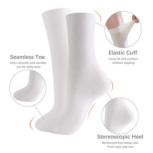 Image of Crew Socks for Women Soft Thin Cotton Socks Casual Athletic Ankle Calf Socks Girls 6 Pairs (5-9 Size)