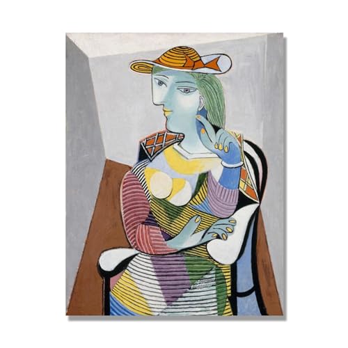Tableau Picasso sur toile Femme assise decoration salon 60x80cm