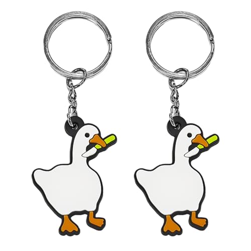 2 Weiße Gans-Schlüsselanhänger, Niedliche Cartoon Design, Kreative Taschenanhänger und Schlüsselzubehör - Dekoratives Geschenk