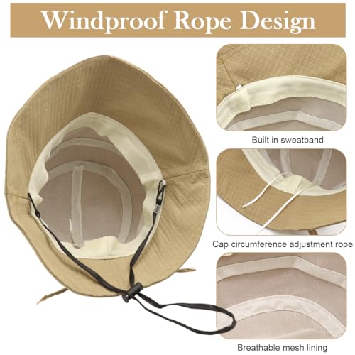 Image of SANNIDHI Sun Hats for Women Bucket Hat for Women, Wide Brim Summer UV Protection Beach Hat, Outdoor Casual Womens Hats with Chin Strap, Fashion Ladies