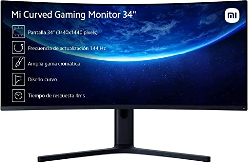 Xiaomi Mi Curved Gaming Monitor 34 Inch With Amd Freesyncpremium, Wqhd 3.440 X 1.440, 21:9, 144Hz, 4Ms, 300Lm, 121% Srgb, 2 Hdmi, 2 Display Port, Audio Out, Tuv Certified Blue Light Reduction #TOP6