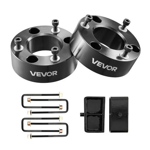 VEVOR 76.2 mm Front and 50.8 mm Rear Leveling Lift Kit for 2007-2023 Silverado 1500 2WD/4WD, 2007-2023 Sierra 1500 2WD/4WD, Chassis Level Kit with 2 Front Strut Spacers, 2 Rear Lift Blocks, 2 U-Bolts