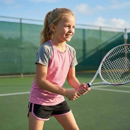 Image of Girls Short Sets with Athletic Shorts and Workout Tops Quick Dry Athletic Clothing Sets 6-13 Years