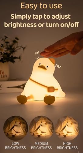 Duck Night Light for Kids,Touch Dimmable,Rechargeable Portable and Squishy Silicone Led Nightlight,Kawaii Gift,Nursery,Toddler,Breastfeeding,Kids Bedroom Decor,Cute Baby Timing Bedside Lamp,Birthday - Image 4
